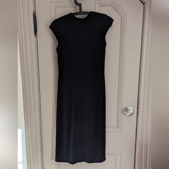 Gap Factory Black Sheath Maxi Dress with V-Neck Cap Sleeves - Picture 4 of 6